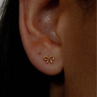 Elegant Copper Bow Stud Earrings - 14K Gold-Plated, Perfect for Everyday Wear - Store 42