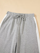 Contrast Trim Round Neck Top and Pants Set