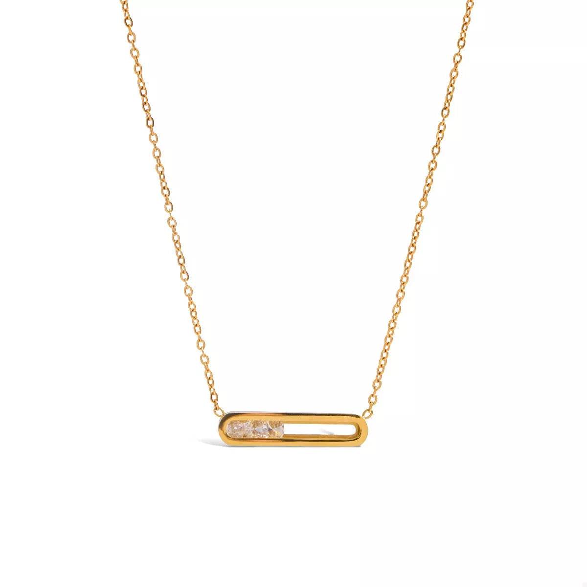 Elegant 18K Gold-Plated Pendant Necklace with Rhinestones - Adjustable Length Options