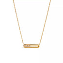 Elegant 18K Gold-Plated Pendant Necklace with Rhinestones - Adjustable Length Options - Store 42