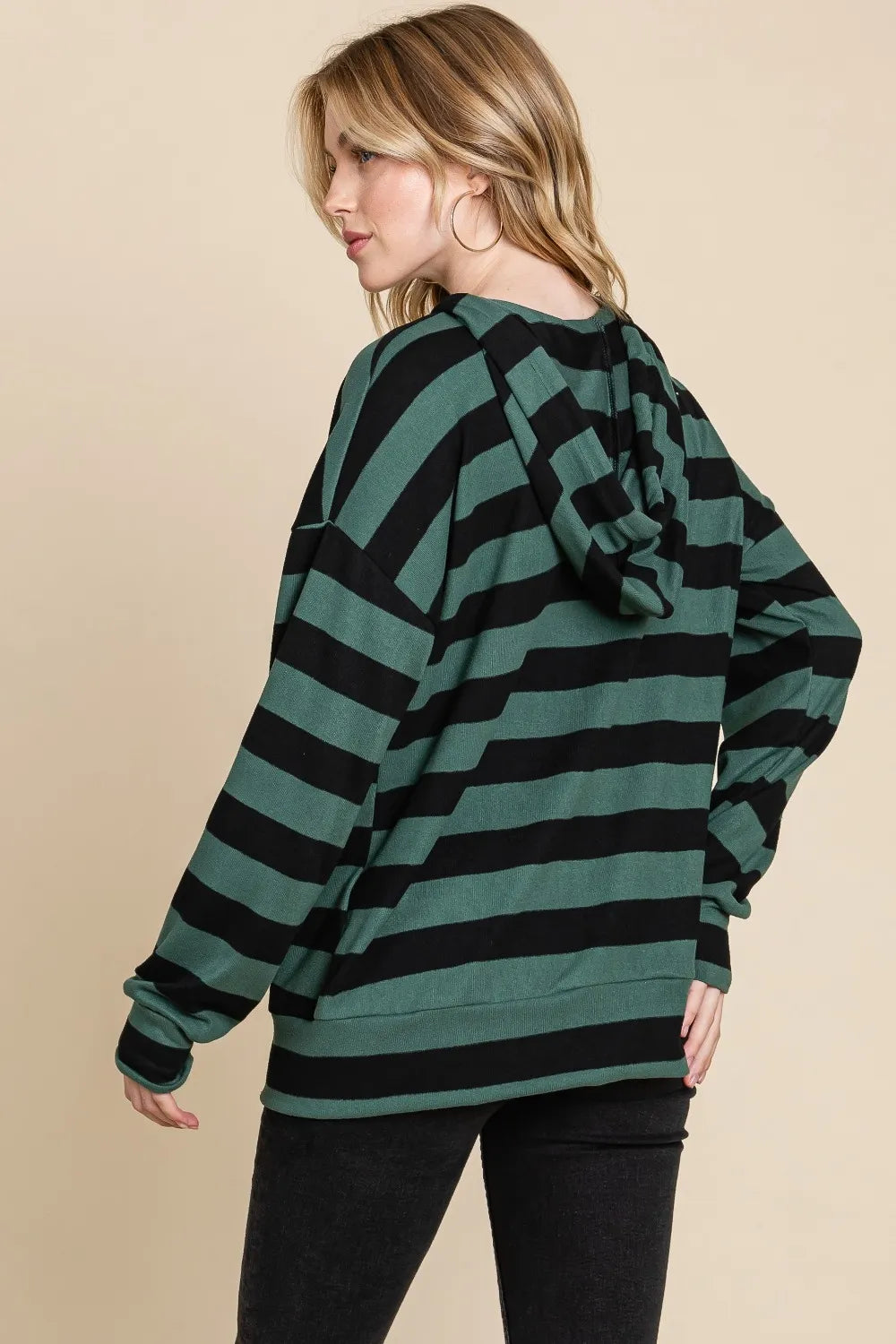 Trendy Drawstring Striped Dropped Shoulder Hoodie for Ultimate Streetwear Style