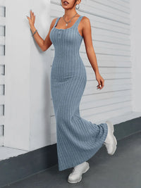 Ribbed Maxi Tank Dress Light Blue