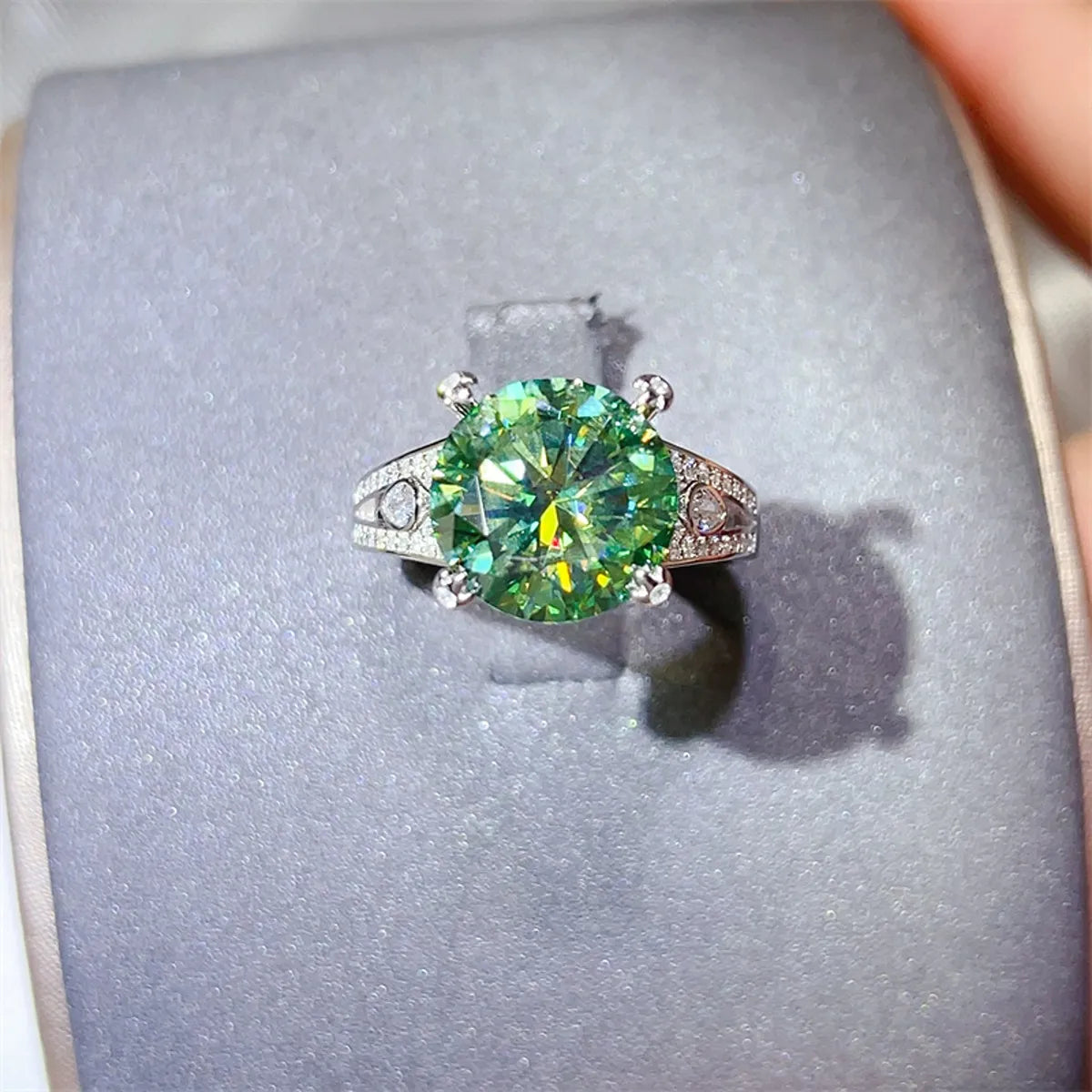 5 Carat Moissanite Ring in 925 Sterling Silver and Platinum-Plated Design