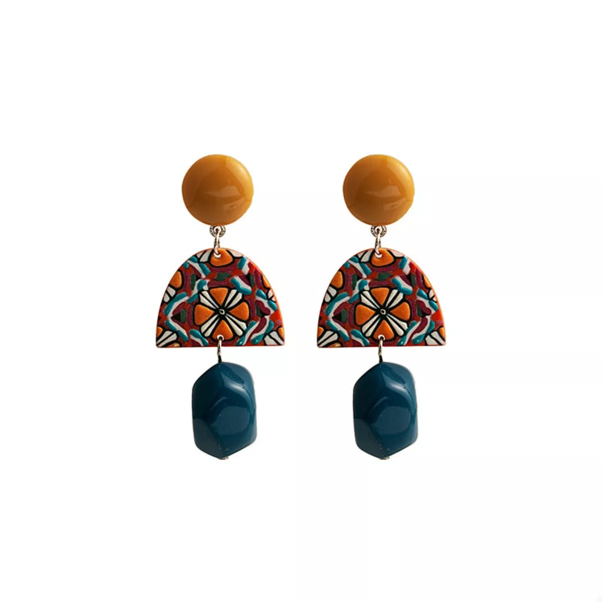 Geometric Pattern Drop Earrings