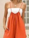 Casual Wide Leg Overalls Orange Red