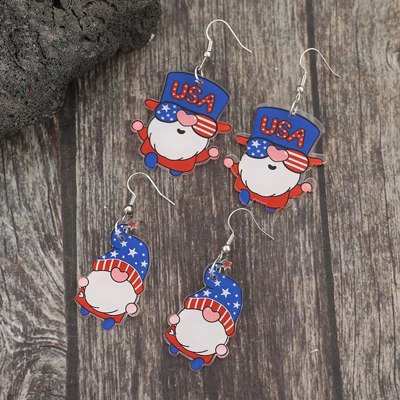 2 Pair Acrylic Gnome Earrings - Colorful Alloy Accessories for Quirky Style