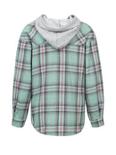 Plaid Button-Up Hooded Shirt