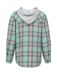 Plaid Button-Up Hooded Shirt