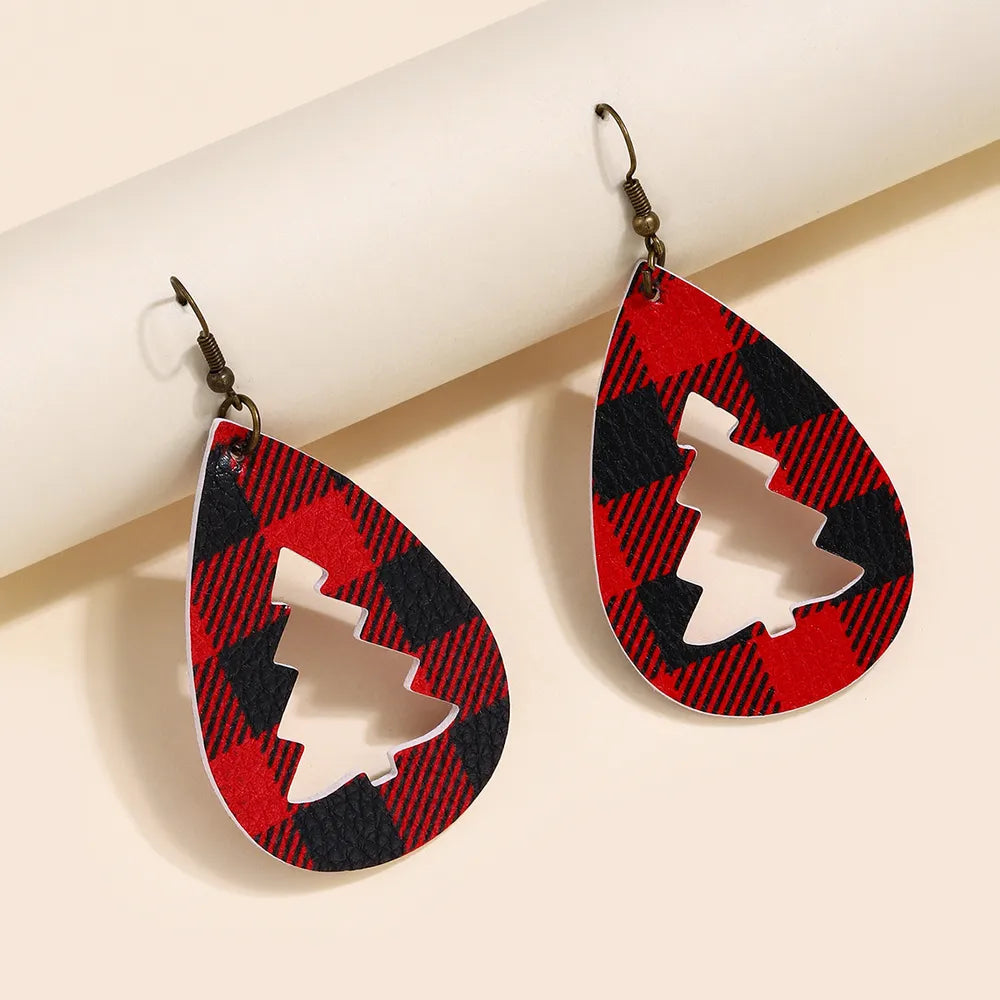 Stylish PU Leather Cutout Christmas Tree Earrings - Perfect Holiday Jewelry Gift
