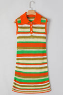 Openwork Stripe Sleeveless Sweater Dress