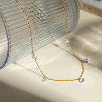 18K Gold-Plated Stainless Steel Rhinestone Charm Necklace with Extension Chain - Store 42
