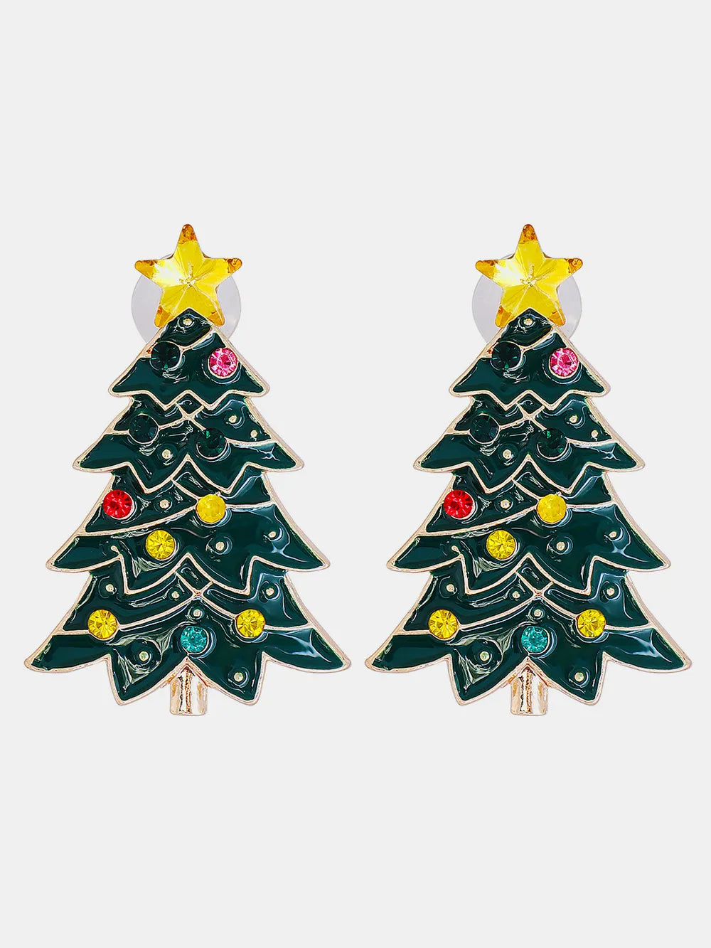 Stunning Alloy Inlaid Rhinestone Christmas Tree Earrings - Elegant Holiday Jewelry