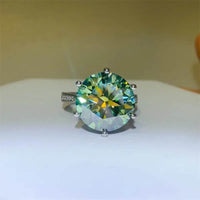10 Carat Moissanite Ring in 925 Sterling Silver - Platinum-Plated Elegance - Store 42
