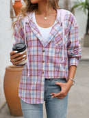 Plaid Button-Up Hooded Shirt