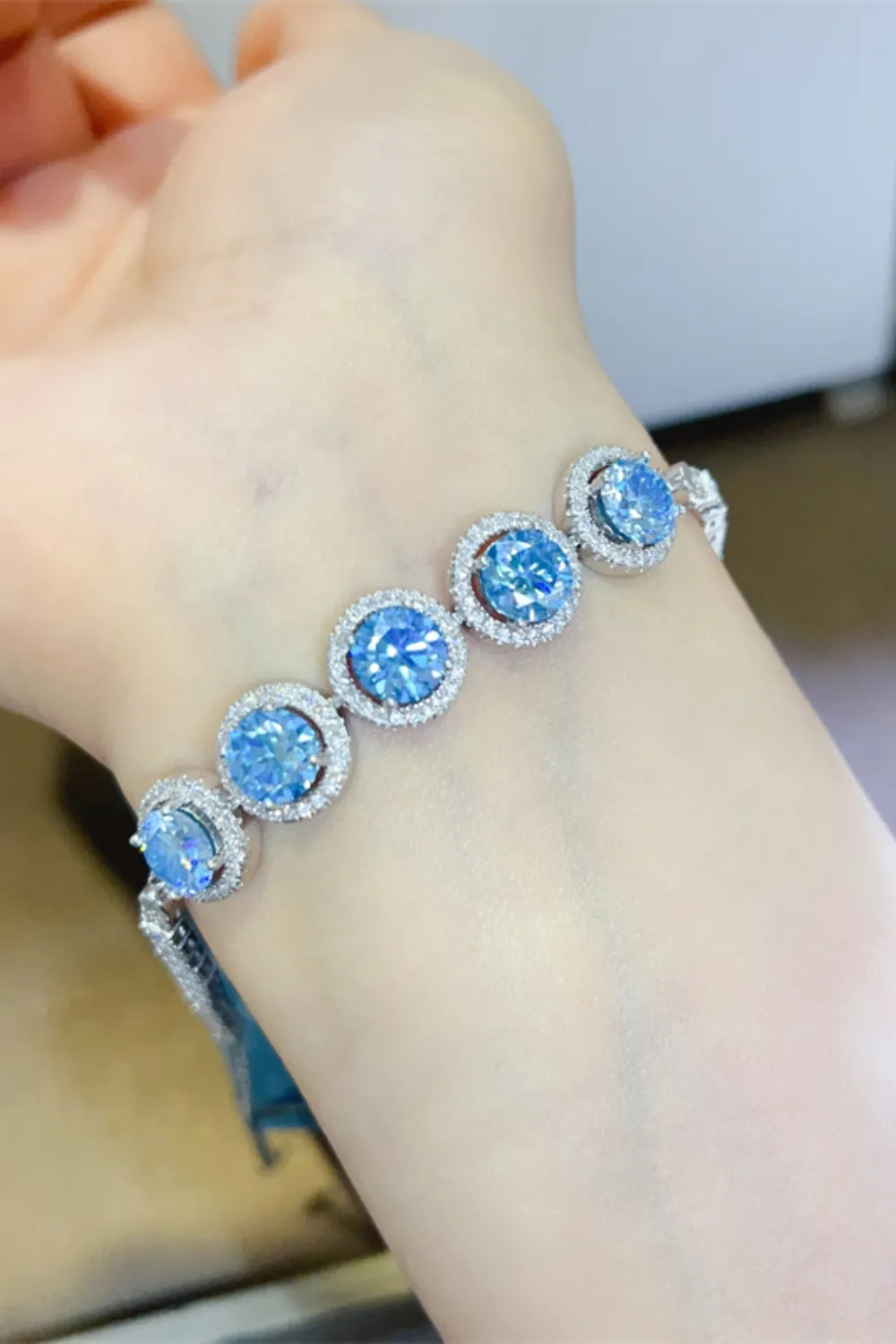 5 Carat Moissanite Bracelet in Platinum-Plated 925 Sterling Silver with Box and Certificate