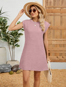 Round Neck Cap Sleeve Mini Dress