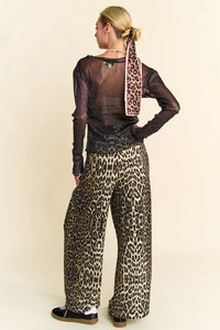 Davi & Dani Glitter Mesh Lettuce Hem Long Sleeve Top
