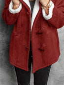 Full Size Cozy Sherpa Lined Toggle Coat with Hood Plus Size - Store 42