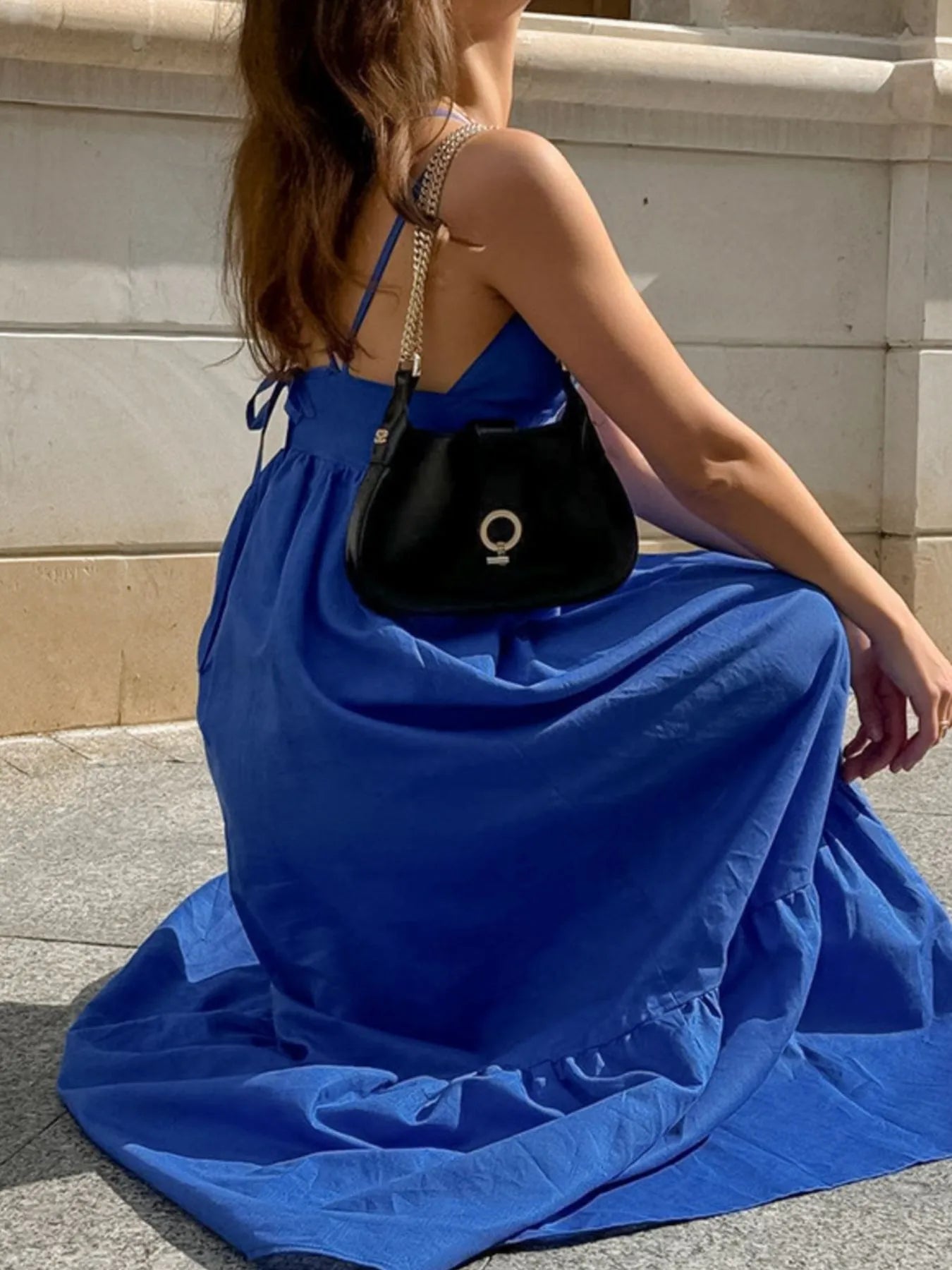 V-Neck Tiered Maxi Cami Dress