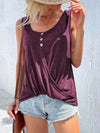 Full Size Decorative Button Round Neck Tank Plus Size - Store 42