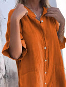 Full Size Casual Linen Button-Down Shirt Dress Plus Size - Store 42