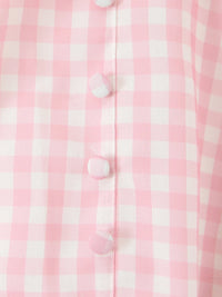 Gingham Ruffle Mini Dress with Lace Trim