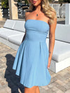 Devine Bow Back Tube Mini Dress Light Blue