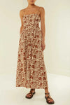 Printed Square Neck Cami Dress Caramel