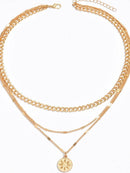 18K Gold-Plated Layered Necklace with Sun Medallion Pendant - Store 42
