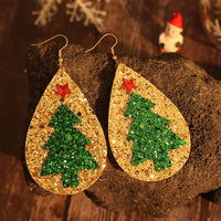 PU Leather Christmas Tree Earrings