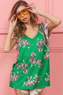 BiBi Tiger Printed Jersey Block T-Shirt with Aztec Trim - Store 42