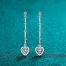 2 Carat Moissanite Zircon 925 Sterling Silver Heart Earrings Silver One Size