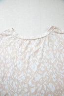 Leopard Print V-Neck T-Shirt with Side Slit - Loose Fit, Stretchy, Casual Style - Store 42
