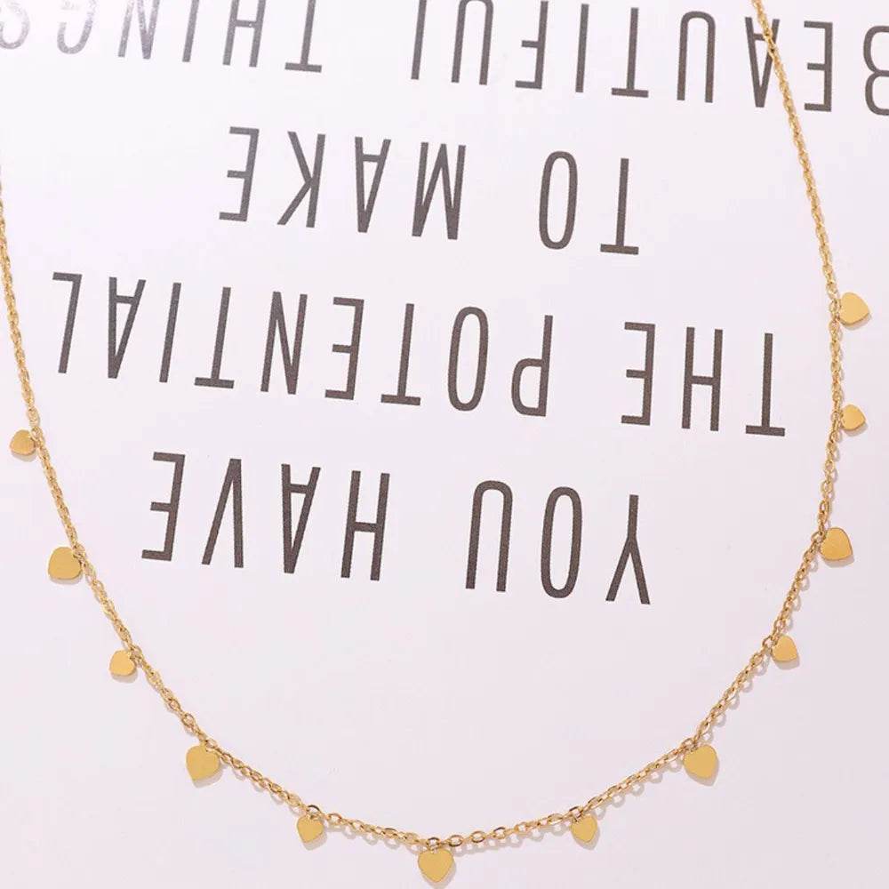 Elegant 18K Gold-Plated Titanium Steel Charm Necklace - 15.7 Inch Adjustable Length - Store 42