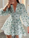 Full Size Floral Print Lace Detail V-Neck Mini Dress Plus SIze - Store 42