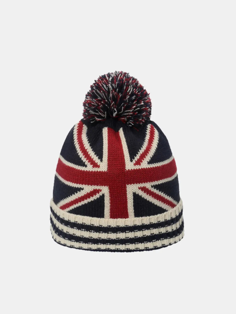 US Flag Knit Hat with Roll Rim - Comfortable Acrylic-Polyester Blend for All Seasons