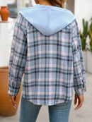 Plaid Button-Up Hooded Shirt