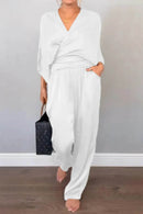 Full Size Wrap Surplice Top and Pants Set Plus Size - Store 42