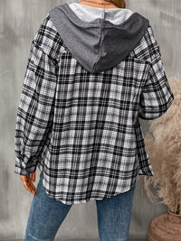Plaid Button-Up Hooded Shirt