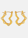 Elegant 18K Gold-Plated Stainless Steel Heart Earrings with Rhinestones - Trendy Jewelry Accessory - Store 42