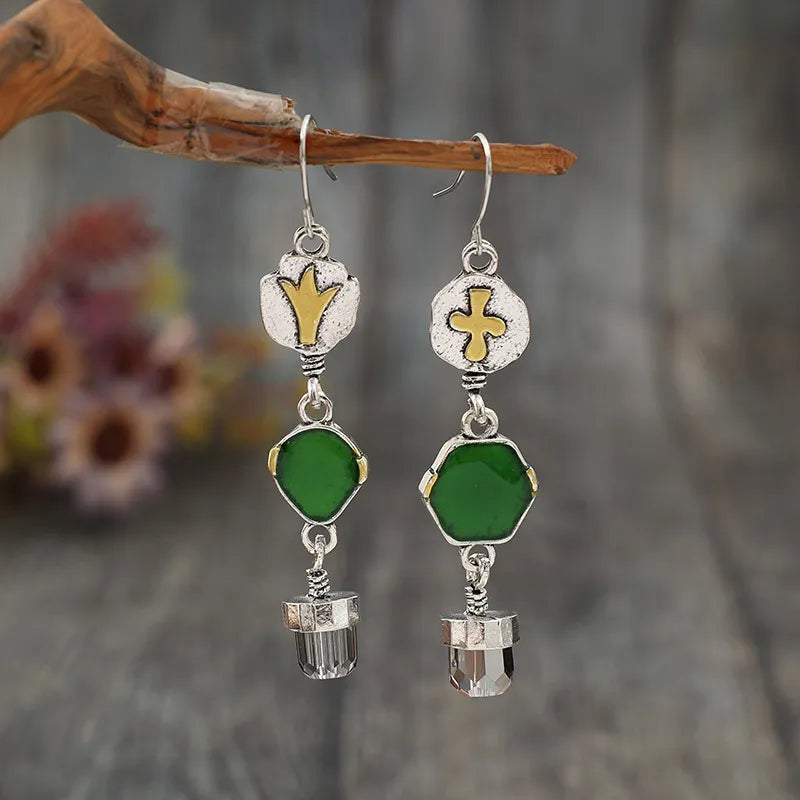 Trendy Alloy Asymmetric Earrings with Sparkling Rhinestones – Lightweight & Stylish