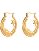 18K Gold-Plated Crescent Moon and Star Hoop Earrings for a Celestial Touch - Store 42