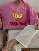 Stylish Duck Graphic Oversized T-Shirt for Comfort - 100% Polyester, Machine Washable - Store 42