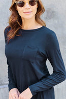 Basic Bae Women's Full Size Round Neck Long Sleeve Top with Pockets and Moderate Stretch - Store 42