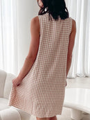 Tied Front Sleeveless Plaid Dress