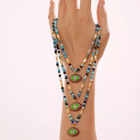 Zircon Bead Evil Eye Pendant Necklace