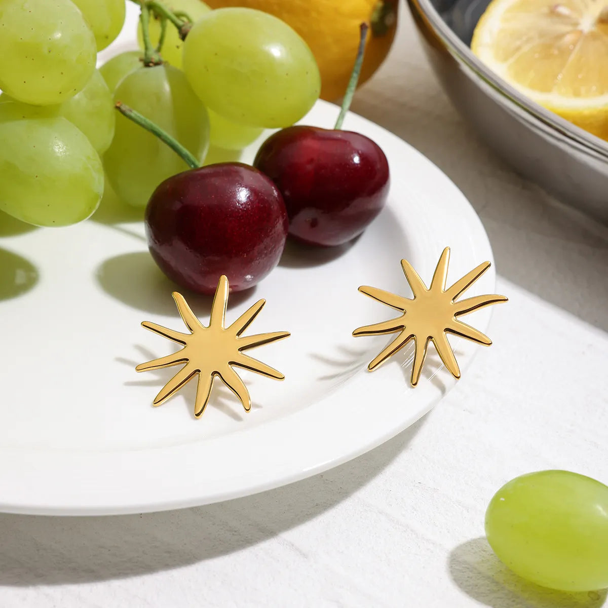 Stunning 18K Gold-Plated Starburst Stud Earrings with Hypoallergenic Design for Sensitive Ears