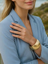 Zinc Alloy Wide Band Cuff Bracelet Gold One Size