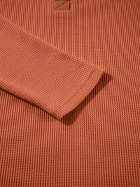 Long Sleeve Thermal Knit Polo Top