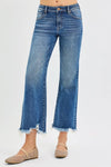 RISEN Full Size Mid Rise Crop Straight Jeans Plus Size DARK